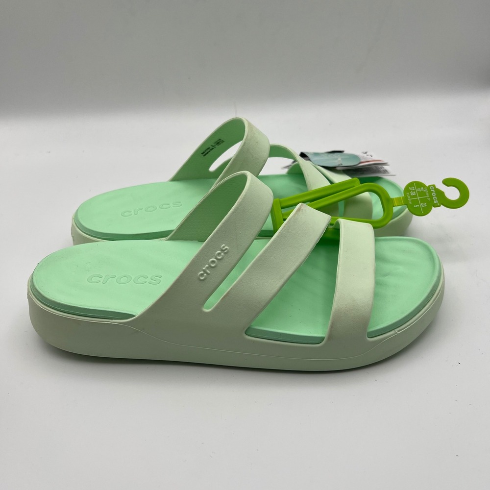Crocs‎ Getaway Strappy Sandals Womens 7 Mint Green Solid Multi Strap Slides